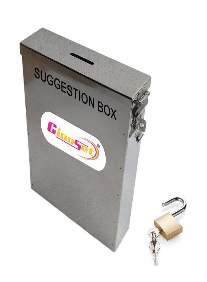 GinoSet® Coin Box/Piggy Bank/Gullak/Donation Box/Suggestion Box/Antique Coin Bank Box Stainless Steel Body Size- L-5.25 CM, W-18 CM, H-22 CM (Slim Key Lock) - Image 2
